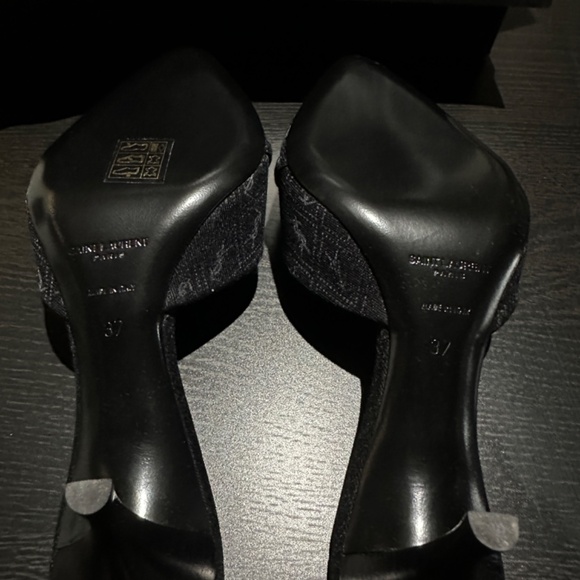 YSL SAINT LAURENT - Le Maillon Mules, YSL Black Print ( Size 37/ US 7) - Picture 4 of 8